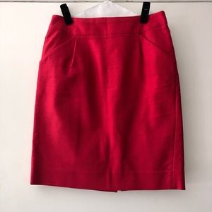 Red J. Crew Pencil Skirt